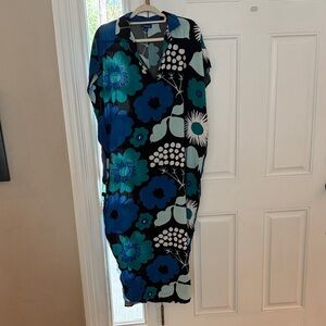 Marimekko Vibrant Blue and Black Floral Maxi Dress